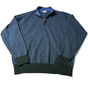 Men’s Peter Millar Needle Striped Merino Wool Quarter Zip Sweater Size Large